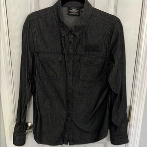 Harley-Davidson Women's Black Casual Button Down Shirt Size Medium